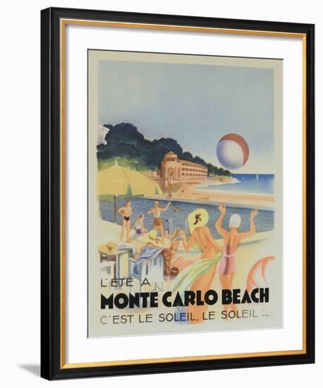 Monte Carlo Beach, 1931-Vintage Poster-Framed Art Print