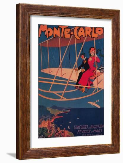 Monte Carlo, Monaco - Aviation Sporting Poster-Lantern Press-Framed Art Print