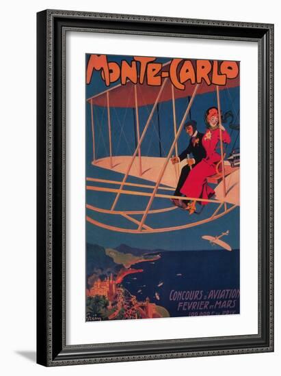 Monte Carlo, Monaco - Aviation Sporting Poster-Lantern Press-Framed Art Print