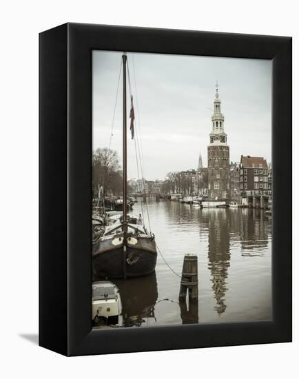 Montelbaanstoren Tower, Oudeschans Canal, Amsterdam, Holland-Jon Arnold-Framed Premier Image Canvas