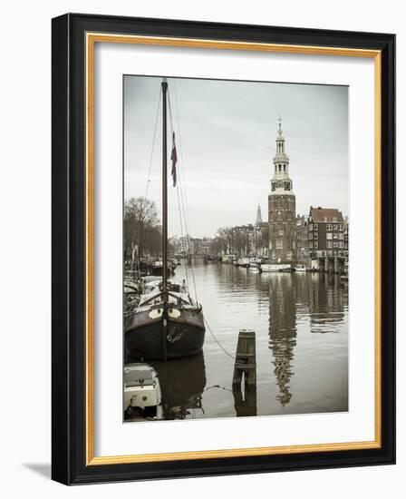 Montelbaanstoren Tower, Oudeschans Canal, Amsterdam, Holland-Jon Arnold-Framed Photographic Print