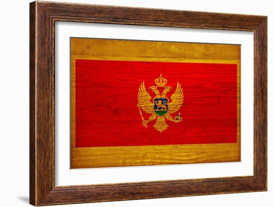 Montenegro Flag Design with Wood Patterning - Flags of the World Series-Philippe Hugonnard-Framed Art Print