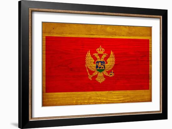 Montenegro Flag Design with Wood Patterning - Flags of the World Series-Philippe Hugonnard-Framed Art Print