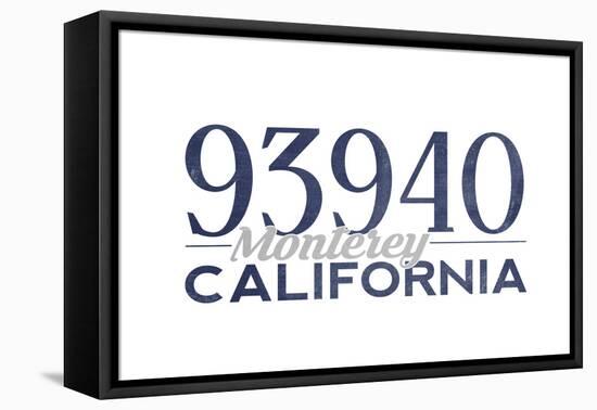 Monterey, California - 93940 Zip Code (Blue)-Lantern Press-Framed Stretched Canvas