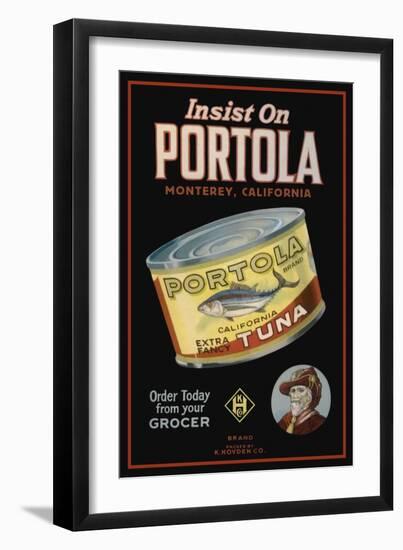 Monterey, California - Portola Cannery Label-Lantern Press-Framed Art Print