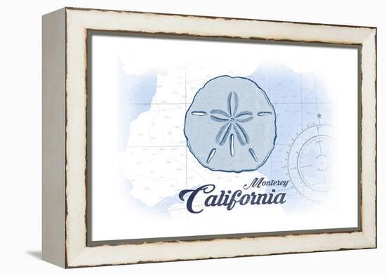 Monterey, California - Sand Dollar - Blue - Coastal Icon-Lantern Press-Framed Stretched Canvas