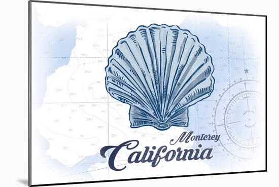 Monterey, California - Scallop Shell - Blue - Coastal Icon-Lantern Press-Mounted Art Print