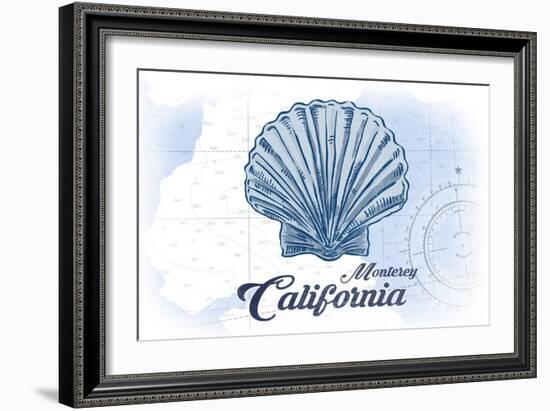Monterey, California - Scallop Shell - Blue - Coastal Icon-Lantern Press-Framed Art Print