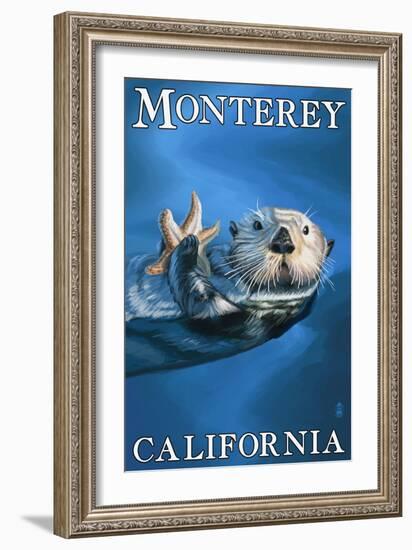 Monterey, California - Sea Otter-Lantern Press-Framed Art Print