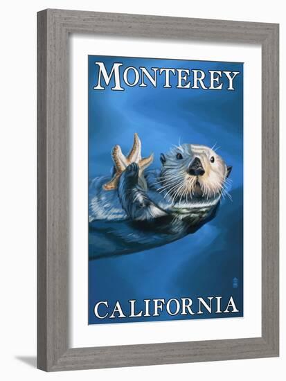 Monterey, California - Sea Otter-Lantern Press-Framed Art Print