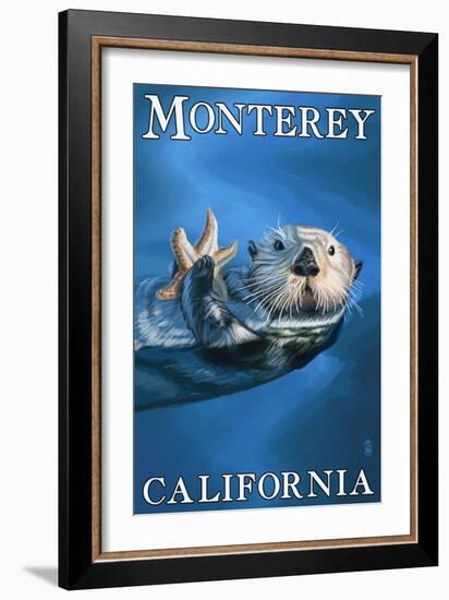 Monterey, California - Sea Otter-Lantern Press-Framed Art Print