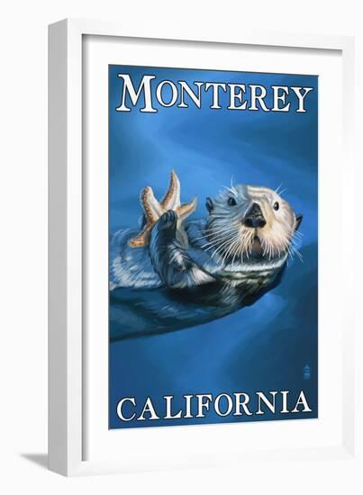 Monterey, California - Sea Otter-Lantern Press-Framed Art Print