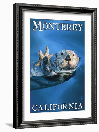 Monterey, California - Sea Otter-Lantern Press-Framed Art Print