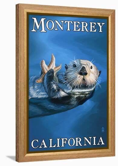 Monterey, California - Sea Otter-Lantern Press-Framed Stretched Canvas