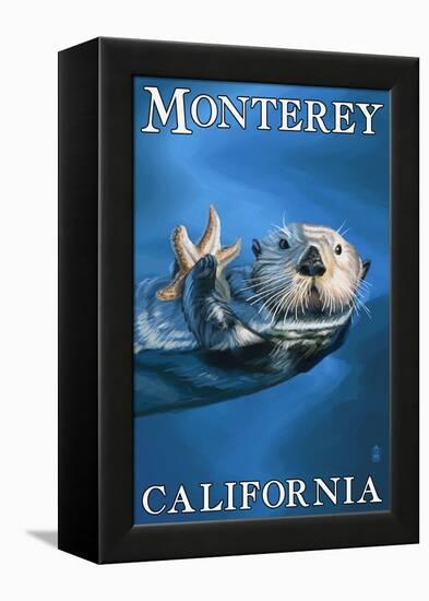 Monterey, California - Sea Otter-Lantern Press-Framed Stretched Canvas