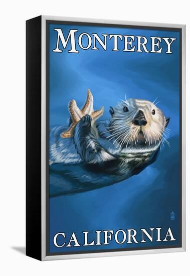 Monterey, California - Sea Otter-Lantern Press-Framed Stretched Canvas