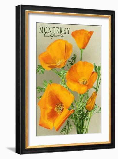 Monterey, California - State Flower - Poppy Flowers-Lantern Press-Framed Premium Giclee Print