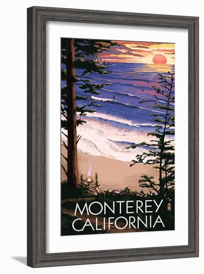 Monterey, California - Sunset and Beach-Lantern Press-Framed Art Print