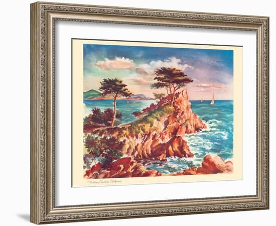 Monterey, California - United Air Lines, Vintage Travel Poster, 1948-Joseph Fehér-Framed Art Print