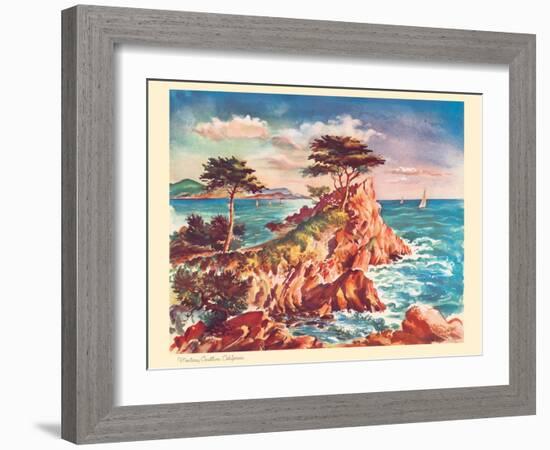 Monterey, California - United Air Lines, Vintage Travel Poster, 1948-Joseph Fehér-Framed Art Print