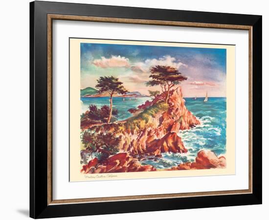 Monterey, California - United Air Lines, Vintage Travel Poster, 1948-Joseph Fehér-Framed Art Print