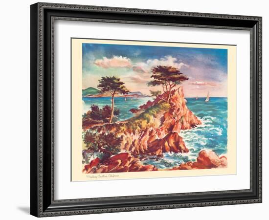 Monterey, California - United Air Lines, Vintage Travel Poster, 1948-Joseph Fehér-Framed Art Print