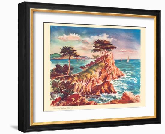 Monterey, California - United Air Lines, Vintage Travel Poster, 1948-Joseph Fehér-Framed Art Print