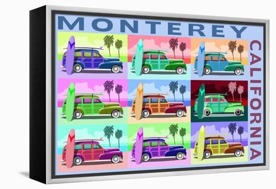 Monterey, California - Woodies Pop Art-Lantern Press-Framed Stretched Canvas