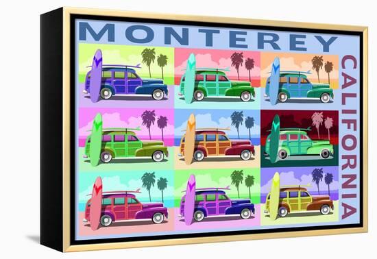 Monterey, California - Woodies Pop Art-Lantern Press-Framed Stretched Canvas