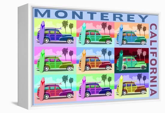 Monterey, California - Woodies Pop Art-Lantern Press-Framed Stretched Canvas