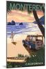 Monterey, California - Woody on Beach-Lantern Press-Mounted Art Print