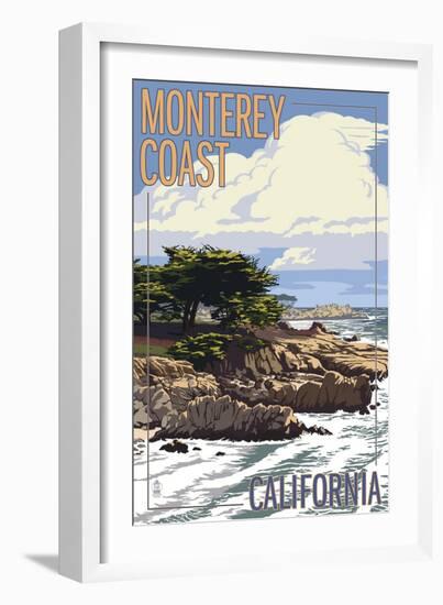 Monterey Coast, Ca View of Cypress Trees, c.2009-Lantern Press-Framed Art Print