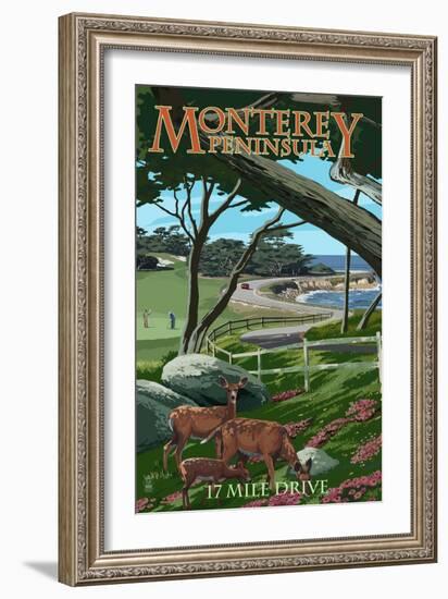 Monterey Peninsula, California - 17 Mile Drive-Lantern Press-Framed Premium Giclee Print