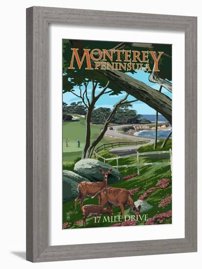 Monterey Peninsula, California - 17 Mile Drive-Lantern Press-Framed Premium Giclee Print