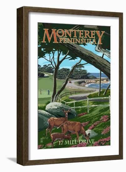 Monterey Peninsula, California - 17 Mile Drive-Lantern Press-Framed Premium Giclee Print