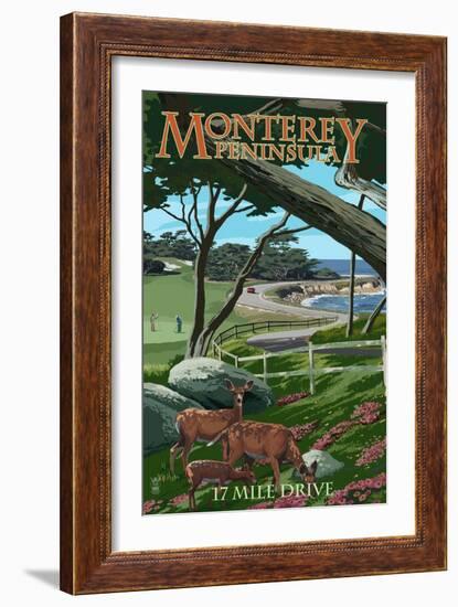 Monterey Peninsula, California - 17 Mile Drive-Lantern Press-Framed Premium Giclee Print
