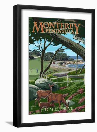 Monterey Peninsula, California - 17 Mile Drive-Lantern Press-Framed Premium Giclee Print