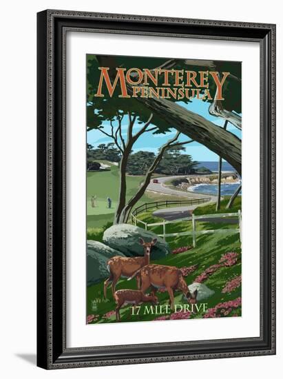 Monterey Peninsula, California - 17 Mile Drive-Lantern Press-Framed Premium Giclee Print