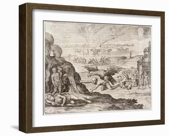 Montezuma and Dream 1518-Theodor de Bry-Framed Art Print