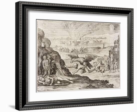 Montezuma and Dream 1518-Theodor de Bry-Framed Art Print