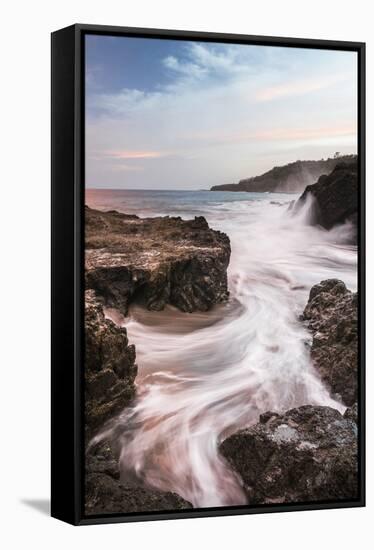 Montezuma Beach at sunset, Nicoya Peninsula, Puntarenas, Costa Rica-Matthew Williams-Ellis-Framed Stretched Canvas