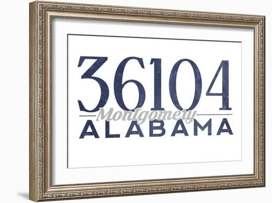 Montgomery, Alabama - 36104 Zip Code (Blue)-Lantern Press-Framed Premium Giclee Print