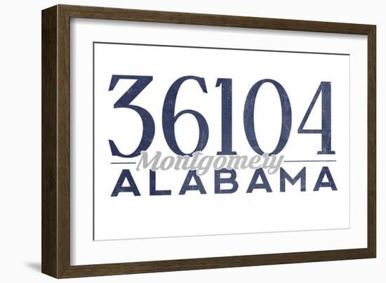 Montgomery, Alabama - 36104 Zip Code (Blue)-Lantern Press-Framed Premium Giclee Print