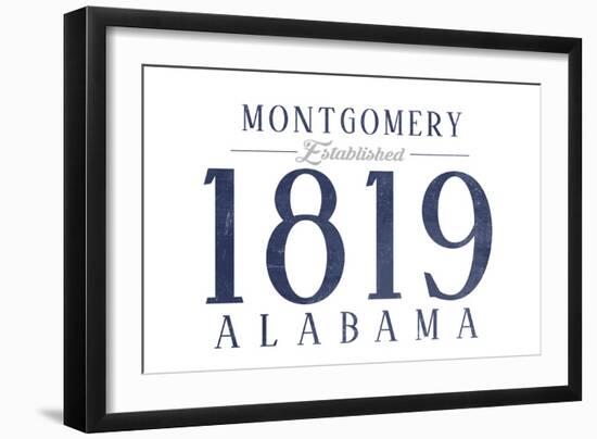 Montgomery, Alabama - Established Date (Blue)-Lantern Press-Framed Art Print