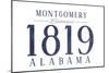 Montgomery, Alabama - Established Date (Blue)-Lantern Press-Mounted Art Print