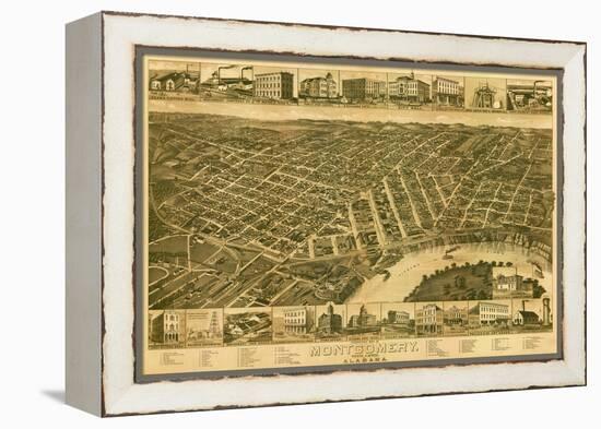 Montgomery, Alabama - Panoramic Map-Lantern Press-Framed Stretched Canvas