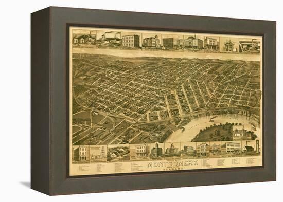 Montgomery, Alabama - Panoramic Map-Lantern Press-Framed Stretched Canvas