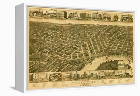 Montgomery, Alabama - Panoramic Map-Lantern Press-Framed Stretched Canvas