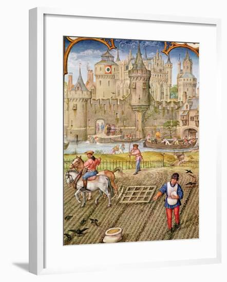 Month of October: Sowing, from "Breviarium Grimani"-null-Framed Giclee Print