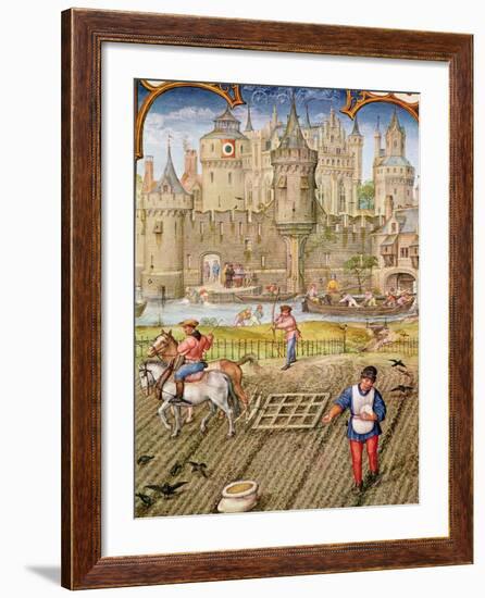 Month of October: Sowing, from "Breviarium Grimani"-null-Framed Giclee Print